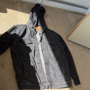 Levi's Charcoal Denim Jacket with Black Hood